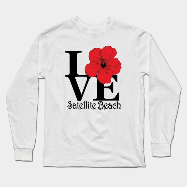 Satellite Beach LOVE Red Hibiscus Long Sleeve T-Shirt by SatelliteBeach